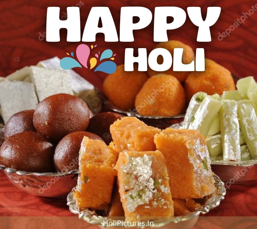 Happy Holi HD Pic With Sweets