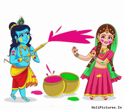 Radha Krishna Animated Happy Holi GIF Images