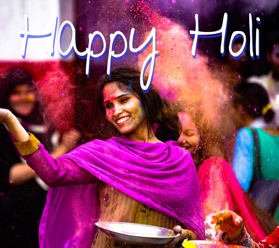 Happy Holi Wallpaper With Girl for Facebook